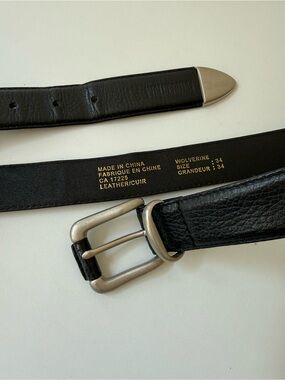 Wolverine Black Leather Men’s Belt with Silver Buckle
